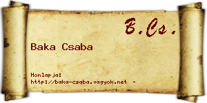 Baka Csaba névjegykártya